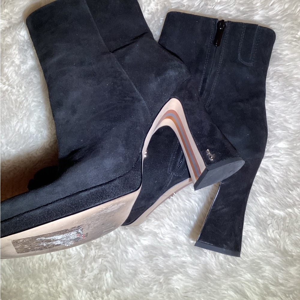 Sam Edelman Black Suede Ankle Boots size 9.5 - Picture 6 of 7